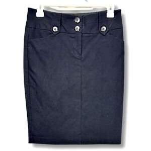 Have & Have Black Tailored Pencil Skirt Button Details Womens Size Large